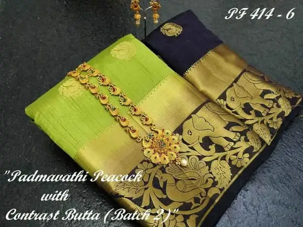 Green Kanjivaram Padmavati Butta Tussar Silk Saree