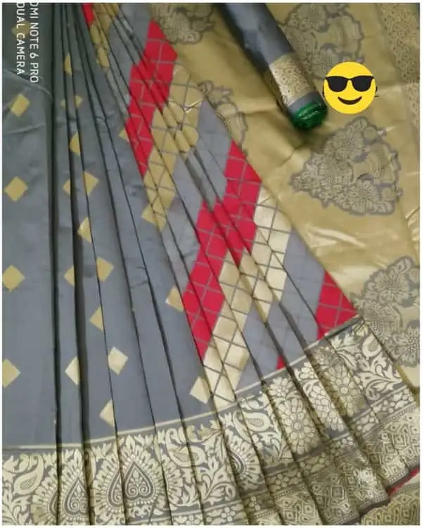 Grey Kanjivaram Style Woven Banarasi Silk Saree