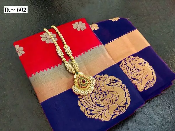 Red Kanjivaram Padmavati Butta Tussar Silk Saree