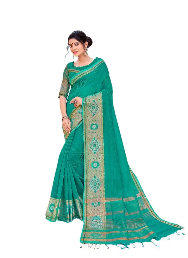 Kad Creations women Banarasi Silk weaving zari and Tassel Pallu work Sky Blue Traditional wear Sari Saree Saris