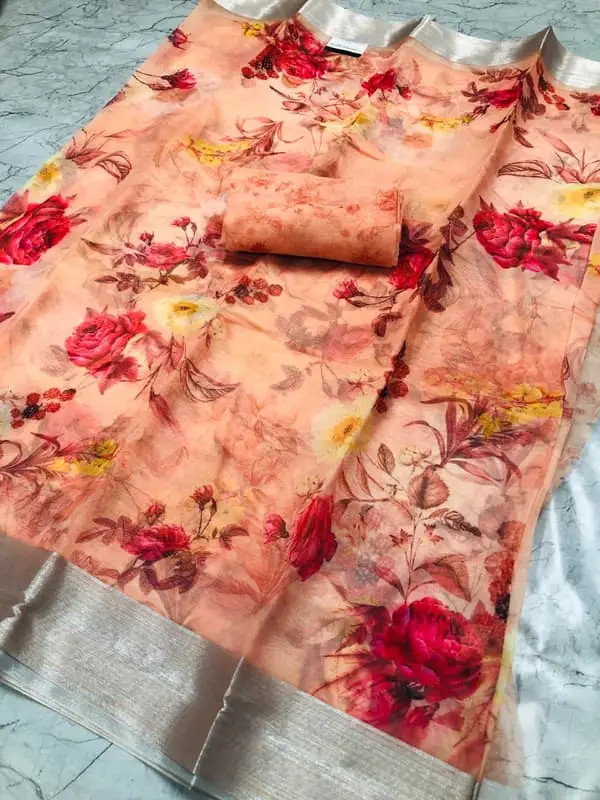 Beautiful Digital Printed Organza Saree