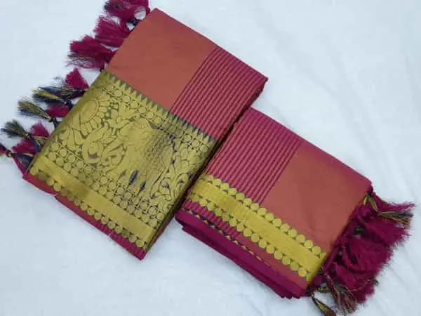 Purple Black Pure Cotton Saree For Women