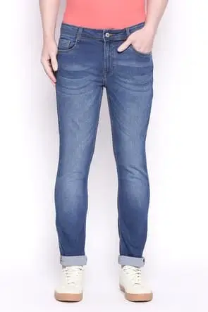 Medium Blue Tapered Fit Full Length Jeans