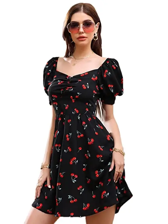 Lymio Women's Polycotton Short A-Line Dress