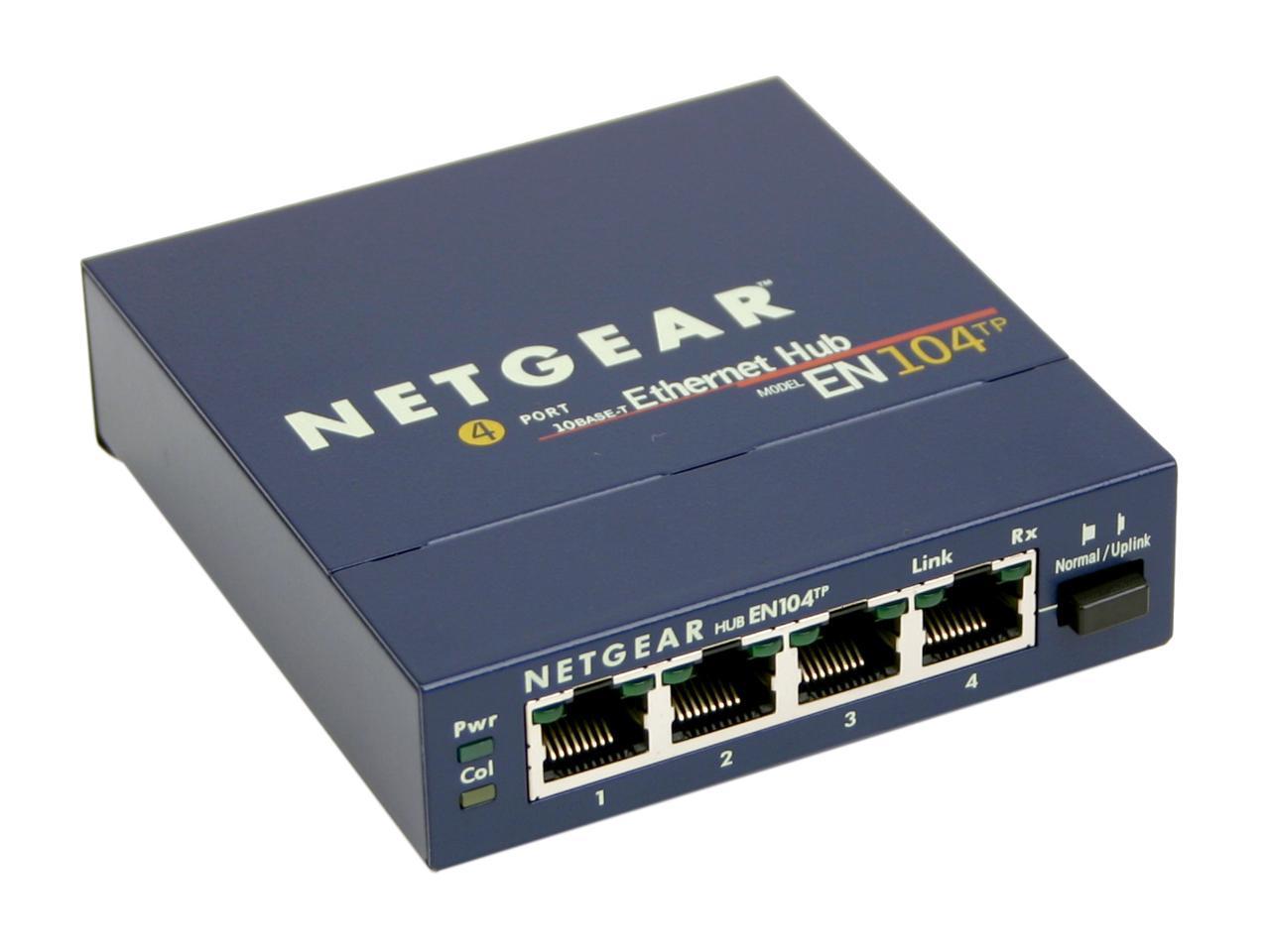 Netgear EN104TP 4-Port 10 Mbps Ethernet Hub RJ-45 with Uplink Button